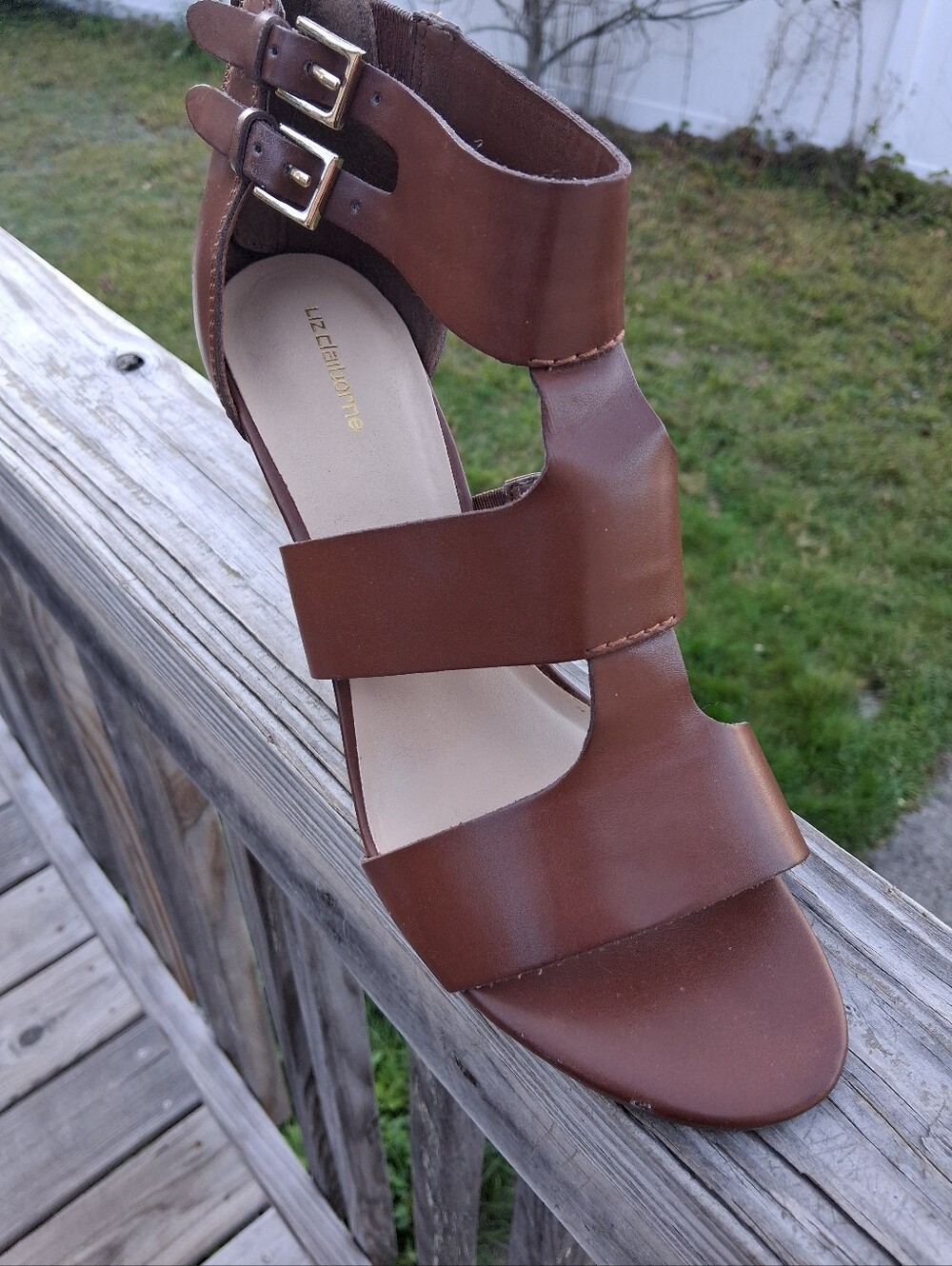 Liz Claiborne Brown Strappy Block Heel Sandals